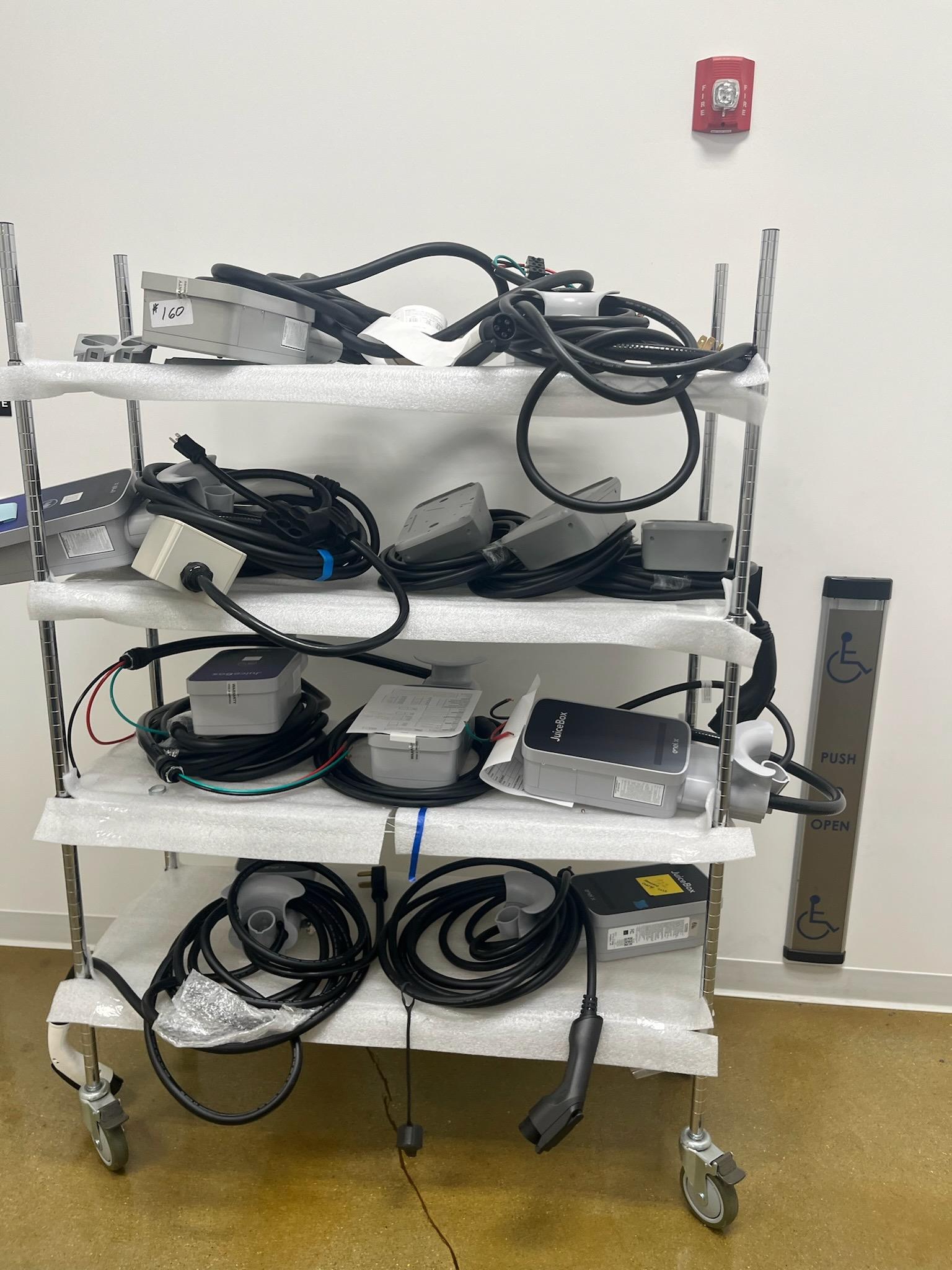 Rolling Metro Rack w/ JuiceBox Chargers (Condition unknown)