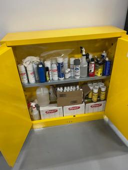 Flammable Liquid Storage Cabinet w/ Spray Paint, Sealers, & Misc.