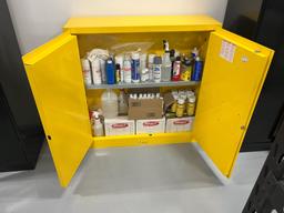 Flammable Liquid Storage Cabinet w/ Spray Paint, Sealers, & Misc.