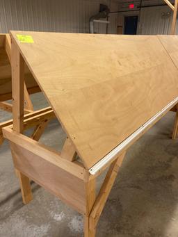 8ft x 5ft x 3ft D slanted wooden work benches