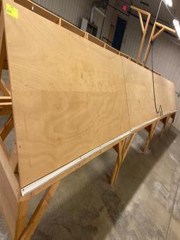 8ft x 5ft x 3ft D slanted wooden work benches