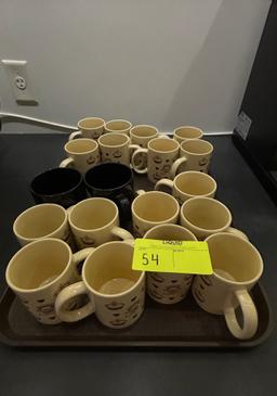 Lot of 19 coffee mugs and trays
