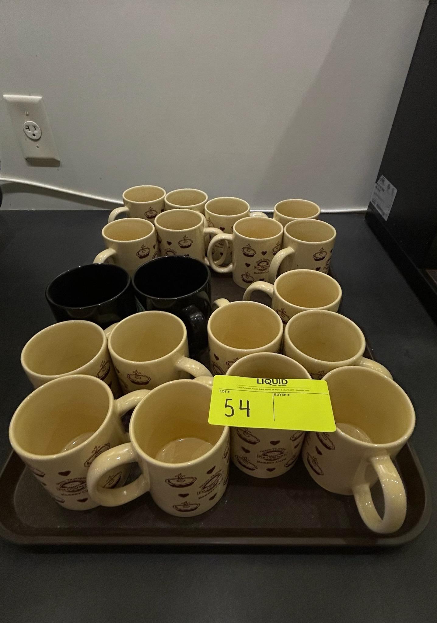 Lot of 19 coffee mugs and trays