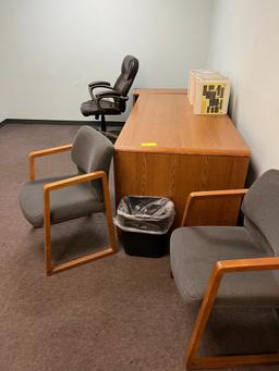 Office Furniture: Desk, bookshelf,filing cab',3 chairs