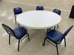 5' Round Folding Table with 6 Padded Chairs