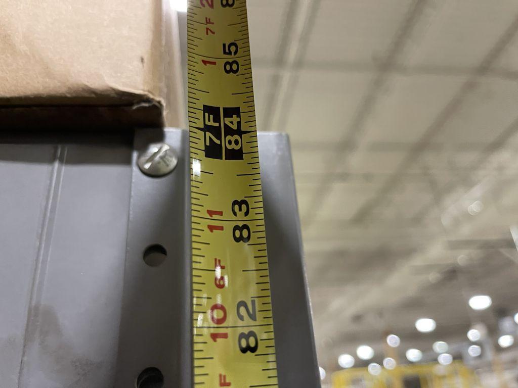 Metal Storage Shelves, Set of 3. 6 shelves each. 3'x7'x18" per section.