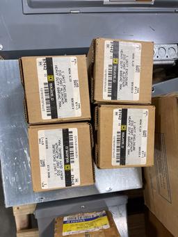 Assorted electrical, supplies boxes and controllers