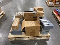 Assorted electrical, supplies boxes and controllers