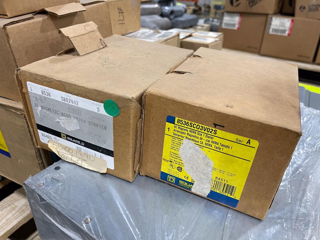 Assorted electrical, supplies boxes and controllers
