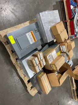 Assorted electrical, supplies boxes and controllers
