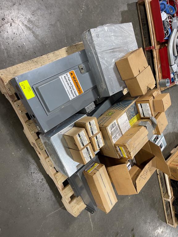 Assorted electrical, supplies boxes and controllers