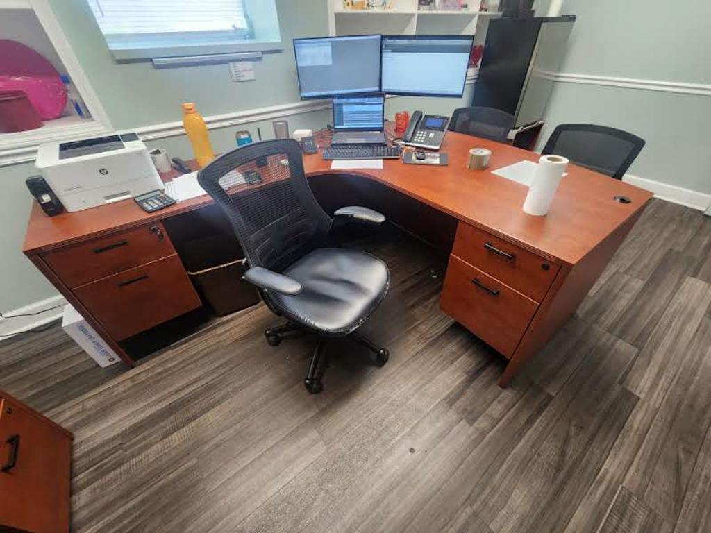 Misc. office furniture with desk and chairs
