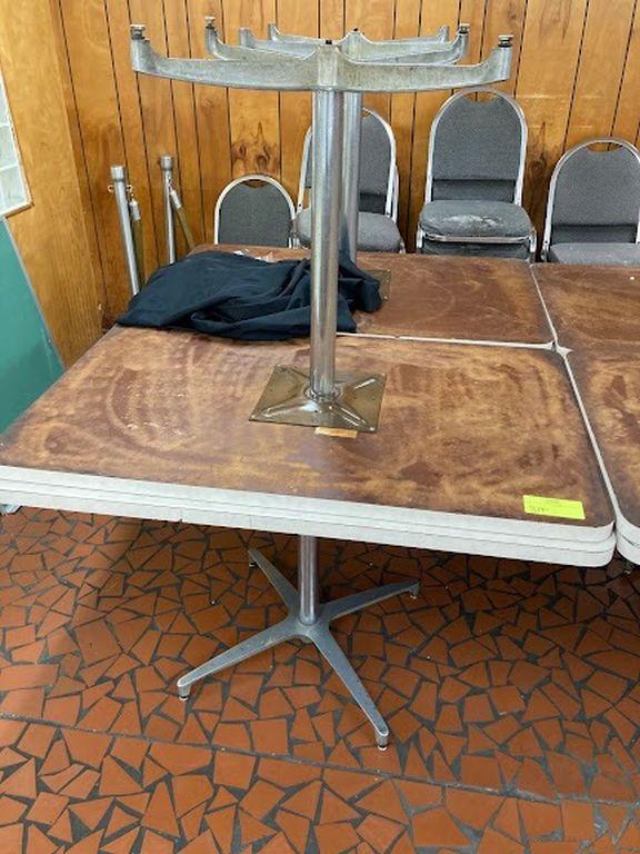 Metal and wood card tables