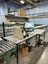 Packing Work Station with Zebra 110Xi4 Printer, Zebra Hand Scanner, and remaining contents.