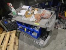 Poly rolling cart with contents