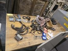 Wood work bench with misc parts