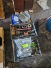 Pallet with Trays of Assorted Machine Parts, Drill Bits, Gears, etc.