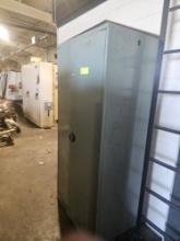 2- Drawer Metal Storage Cabinet with Gages, Small Motor, Belts, Electrical Components, etc