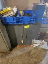 Small Metal Parts Cabinet, Parts Bins with Barfeeder Parts, Electrical Shutoff, & Various Machine...