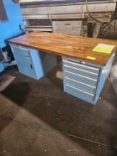 Metal Shop Table w/ Butcher Block Top
