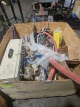 Gaylord of Assorted Drill Parts, Pneumatic Fittings, and Parts