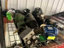 Lot of misc. motors (appx. 12) & seat assembly