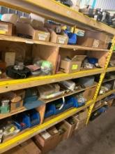 Misc. shelving contents including motors, belts, etc.