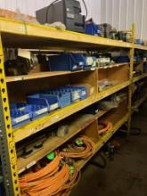 Misc. shelving contents including motors, wiring, etc.