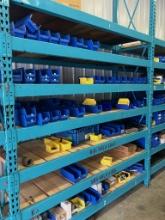 Mostly empty plastic bins & misc. shelf contents - shelving not included