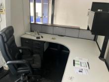 Corner office desk, table, & chairs