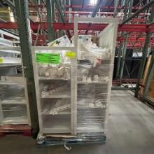White shelving units