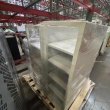 White shelving units