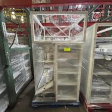 White shelving units