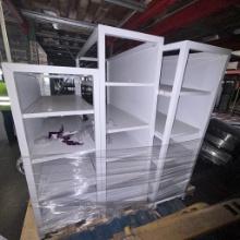 White shelving units