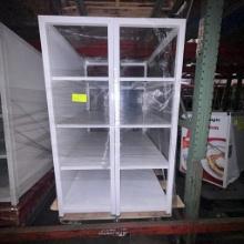 White shelving units