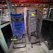 Lot of 2 rolling carts w/ appx. 35 chairs