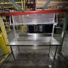 Stainless SteelPrep Table With Backsplash and Overhead Storage Rack