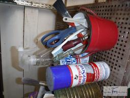 Large lot of cleaning and chemical bottles and cans