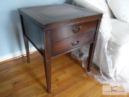 Mahogany end table with inlay top