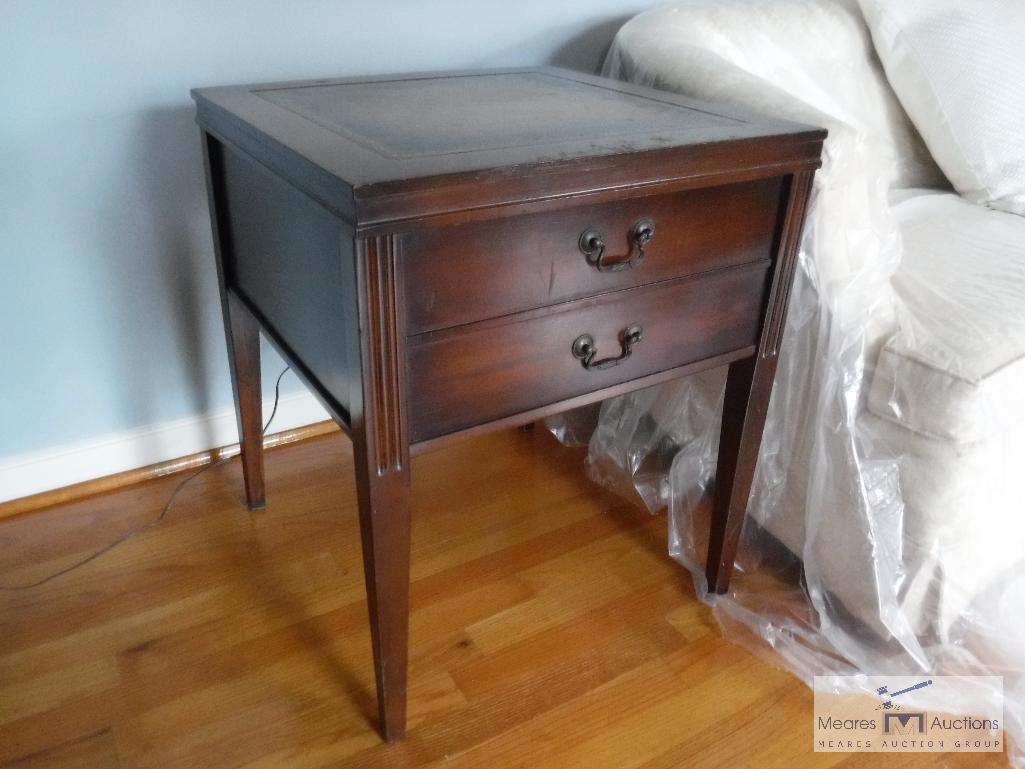 Mahogany end table with inlay top