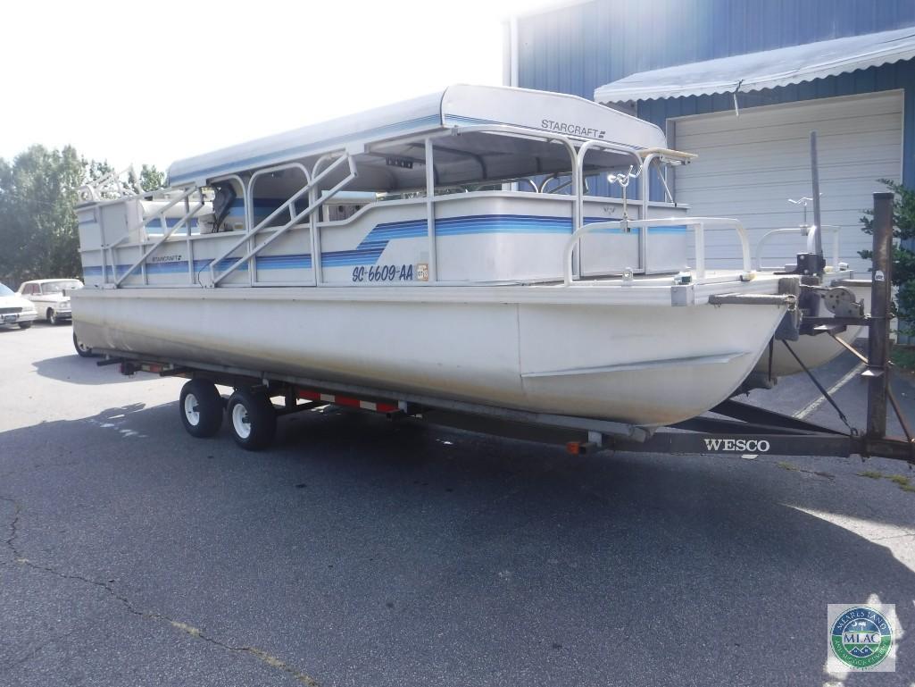 1987 Starcraft 24 ft Pontoon Boat with Wesco Trailer (with title)