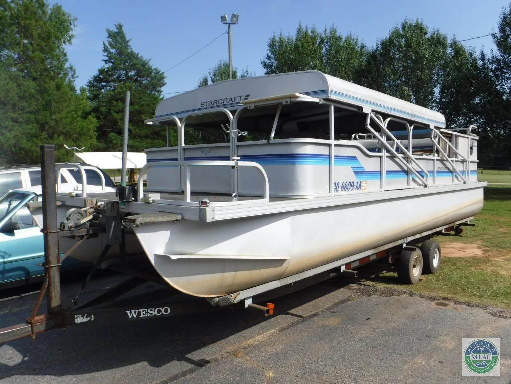 1987 Starcraft 24 ft Pontoon Boat with Wesco Trailer (with title)