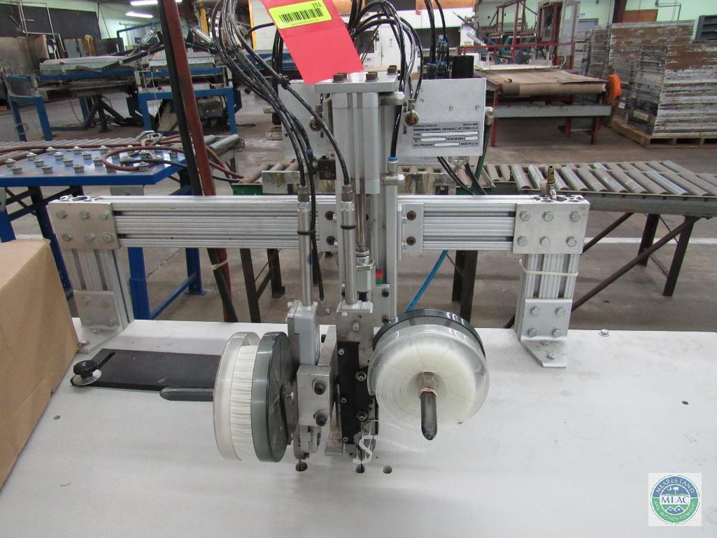 Tagger unit - with dual stitch capability and short roller conveyor section