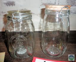 Lot 2 Glass Canisters & Lot of Cookbooks - 1 Cookbook Scrapbook