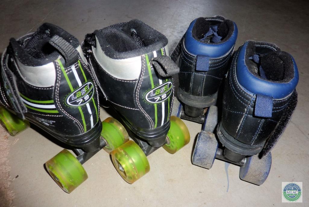 2 Youth Roller Quad Speed Skates Laser & Airwalk Size 4