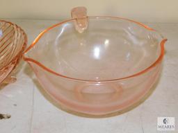 Pink Depression Glass Lot Bowls & Pitcher