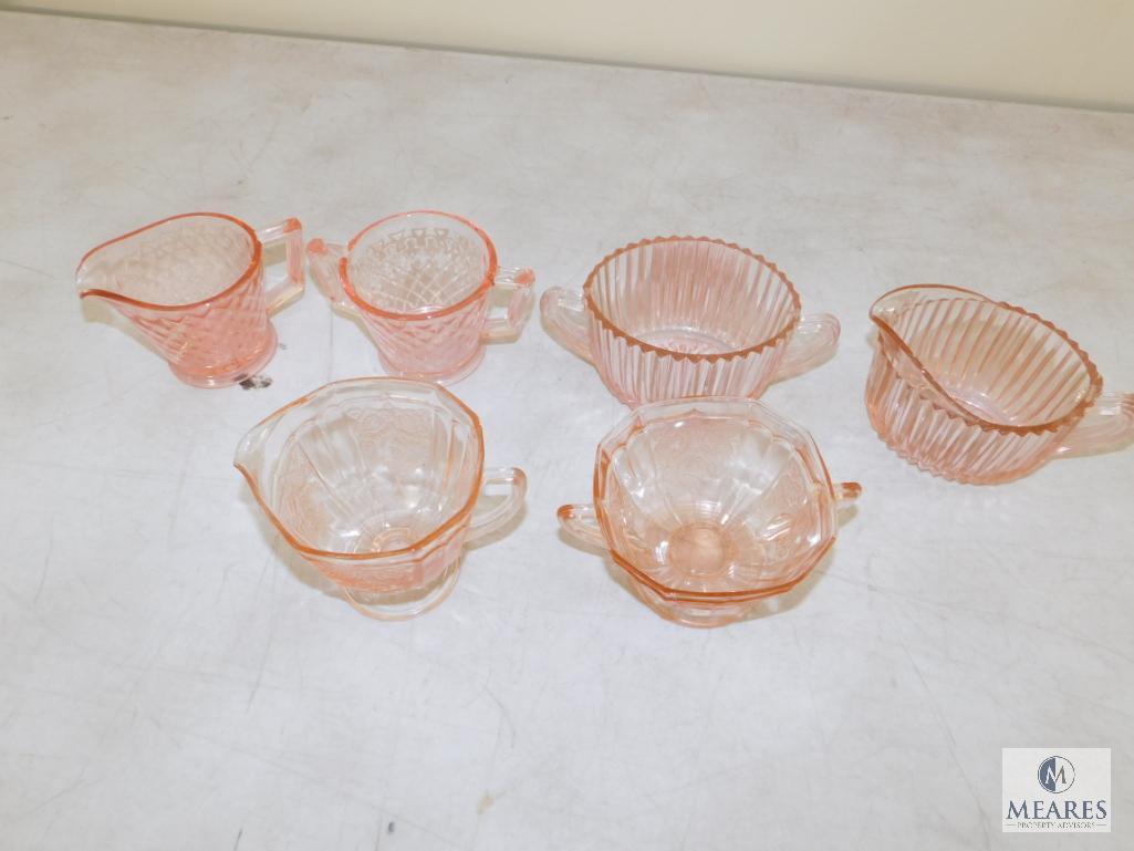 Pink Depression Lot Mayfair Hocking & Queen Mary Glasses
