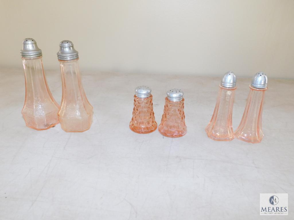 Pink Depression Glass Salt & Pepper Shakers Lot