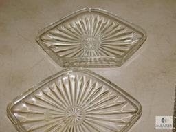Lot of 8 Glass Party Plates & Relish Tray