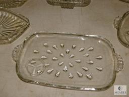 Lot of 8 Glass Party Plates & Relish Tray